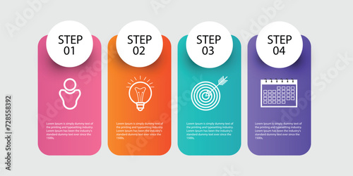 Vector infographics four circles. Business concept of 4 steps, options. Infographic template for diagram, business, web, banner, presentations, flowchart, content