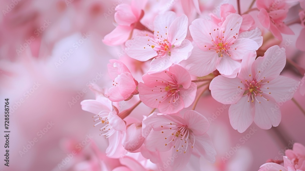 Fototapeta premium Dew-Kissed Cherry Blossoms Close-Up