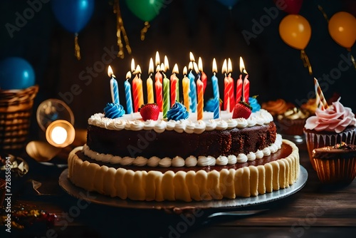 birthday cake with candles