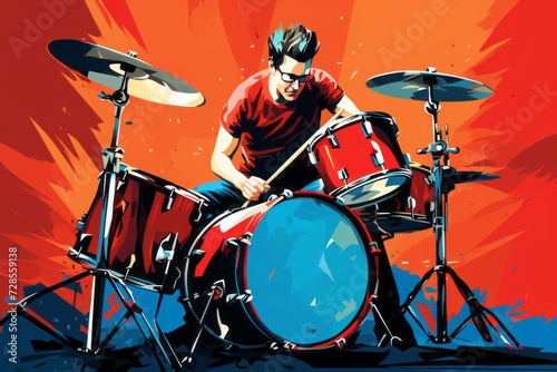 illustration of a drummer playing the drum 