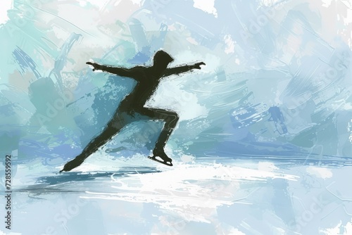 illustration of an male ice figure skater performing on ice photo