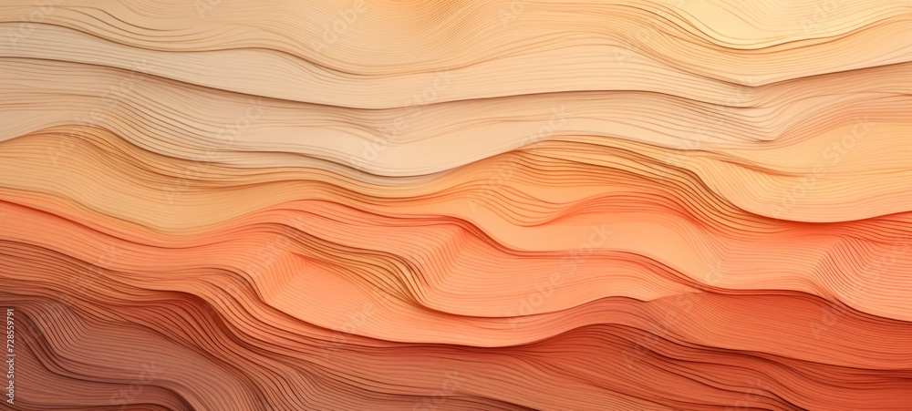 Abstract orange apricot peach fuzz paper cardboard layers of waving ocean waves texture design illustration background Abstract orange apricot peach fuzz paper cardboard layers of waving ocean waves texture design illustration background