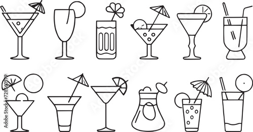 classic alcohol glass icon set vector collection. 