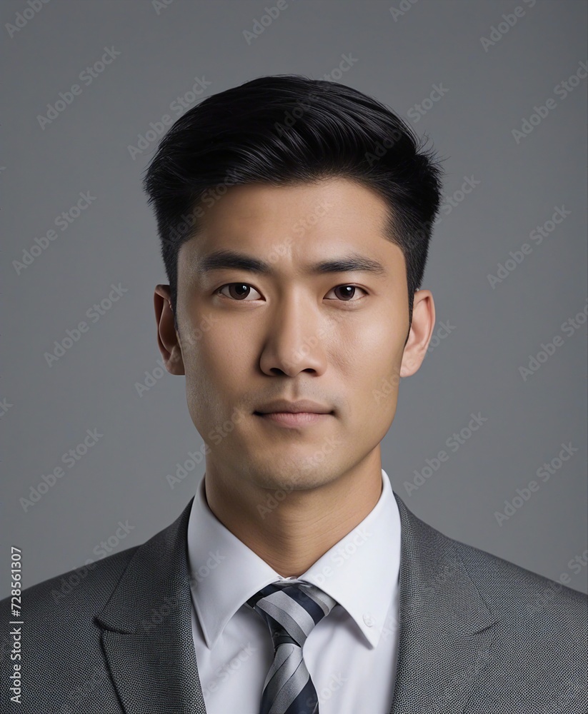 portrait of an Asian business man wearing a tie and white shirt, isolated grey background
portrait of an Asian business man wearing a tie and white shirt, isolated grey background