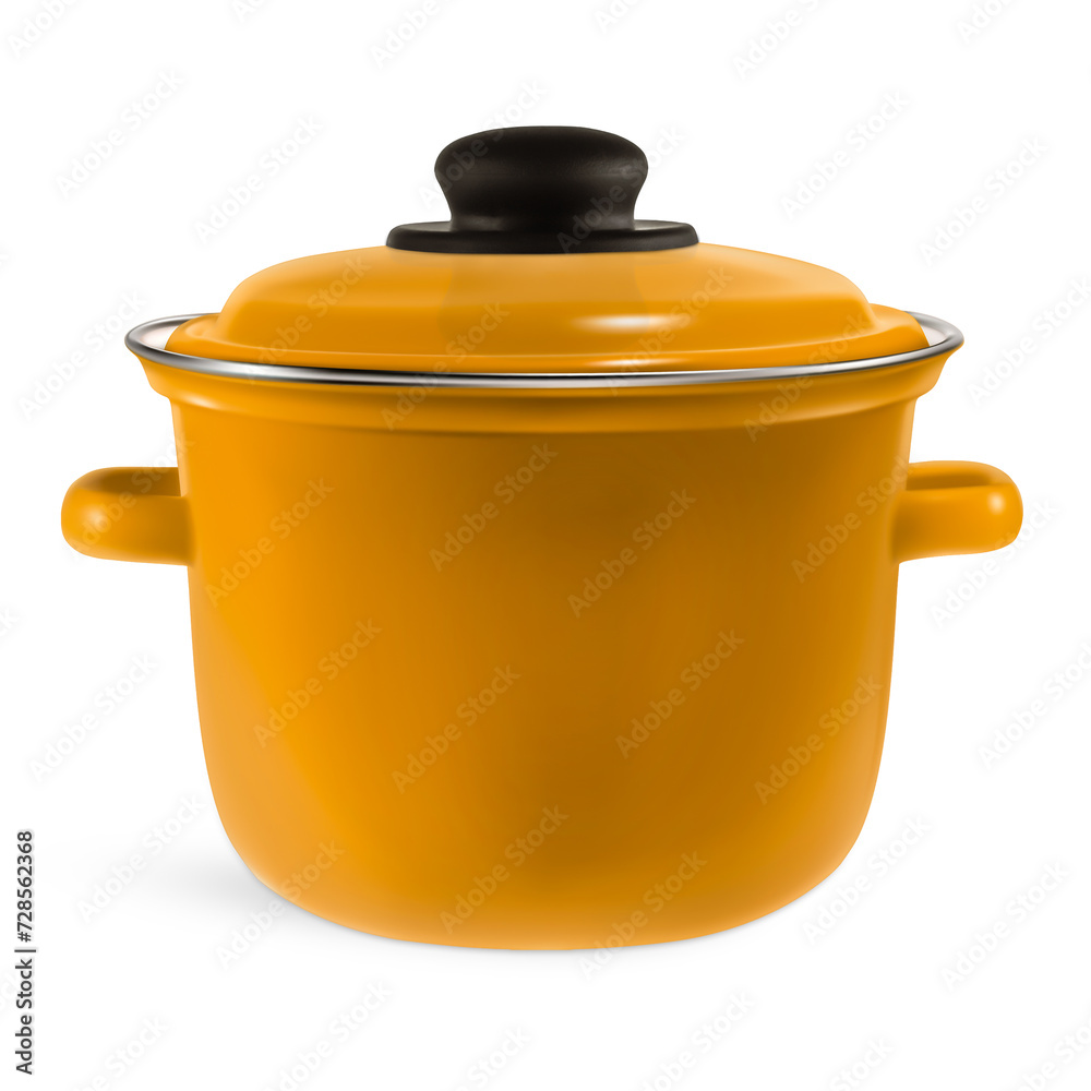 Yellow enamel pan on a white background. Yellow enamel pan on a white background.