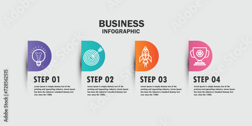 Vector infographic design template with icon 4 step. Design element for presentation.