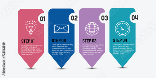 Infographic business design vector template with 4 options, steps or processes. Can be used for presentations banner, workflow layout, process diagram
