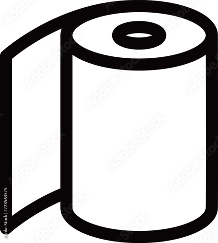 防災に必要な持ち物の線画単品アイコン　トイレットペーパー