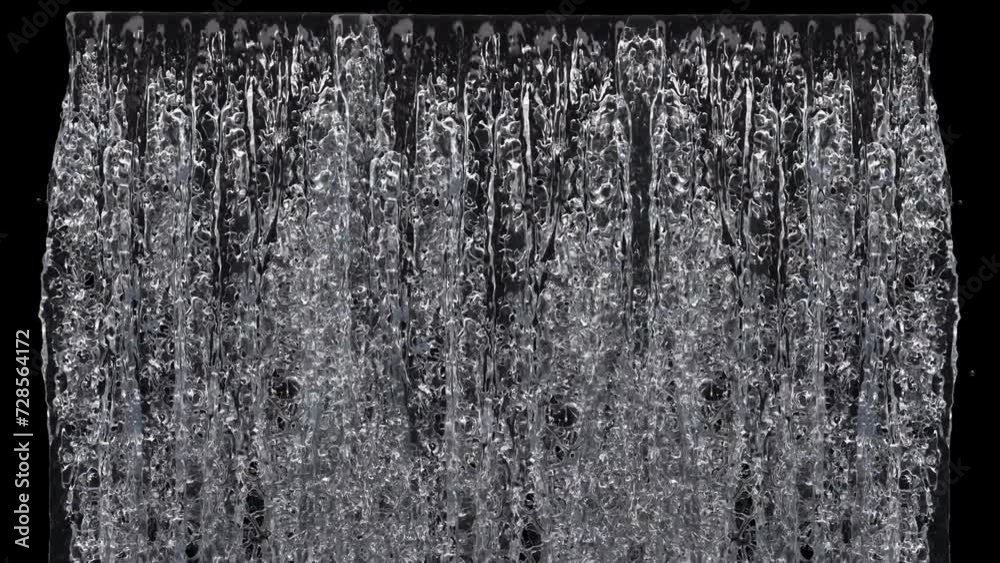 Waterfall, water splash against a black background, featuring droplets and a dynamic display of liquid textures, 3d mapping, waterfall texture