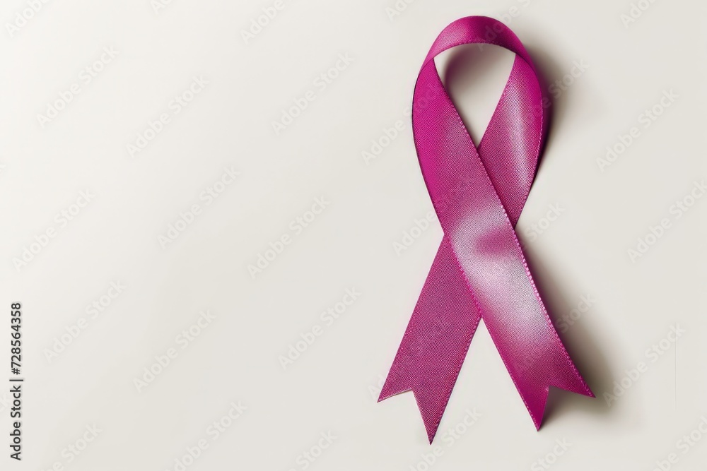 Vibrant pink satin ribbon on a light background, representing breast cancer awareness and support Vibrant pink satin ribbon on a light background, representing breast cancer awareness and support