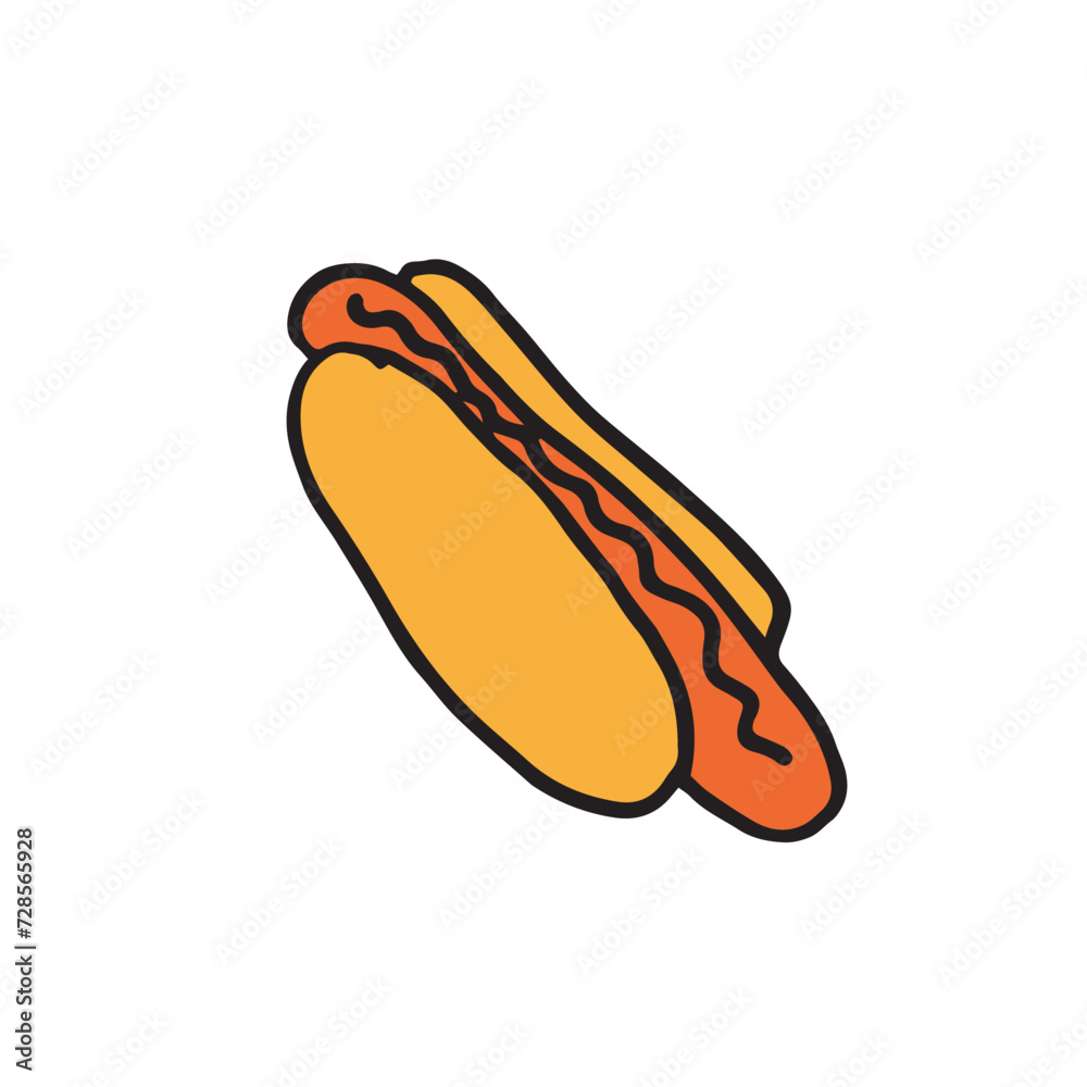 Hand drawn vector illustration hot dog Hand drawn vector illustration hot dog