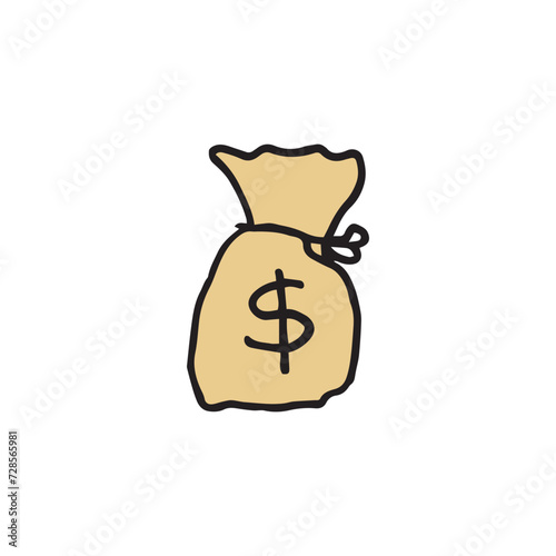 Hand drawn vector illustration money bag