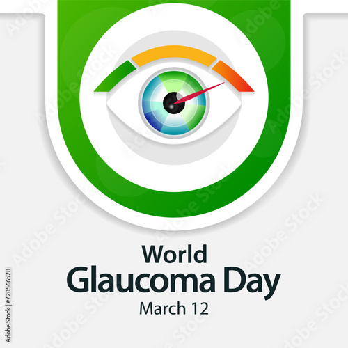 World Glaucoma day is observed every year on March 12, it is a group of eye conditions that damage the optic nerve, the health of which is vital for good vision. Vector illustration