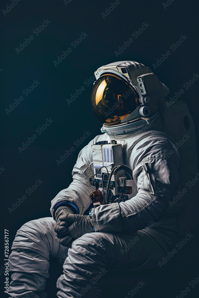 An astronaut meditating