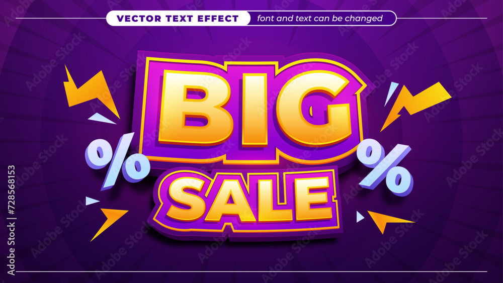 Big sale promotion discount text effect, modern graphic styles 