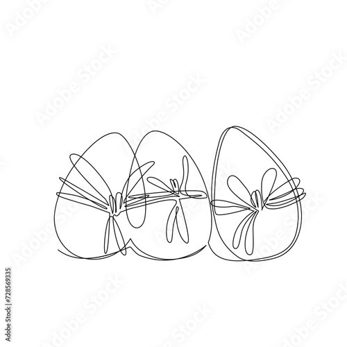 Abstract eggs shapes background. Easter continuous one line drawing