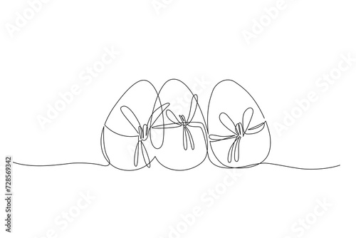 Abstract eggs with ribbons line art. isolated on white background