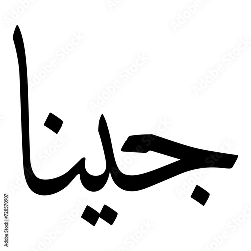 Jina Muslim Girls Name Sulus Font Arabic Calligraphy  photo