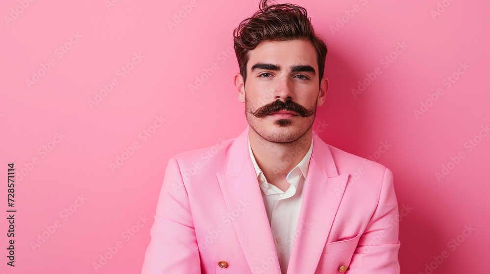 The Rosy Gent: A Whimsical Encounter With a Colorful Character - obrazy, fototapety, plakaty 