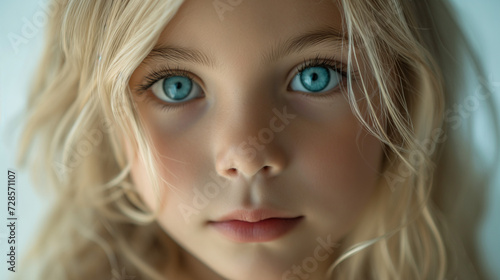 Enigmatic Gaze: A Captivating Close Up of a Blue-Eyed Doll