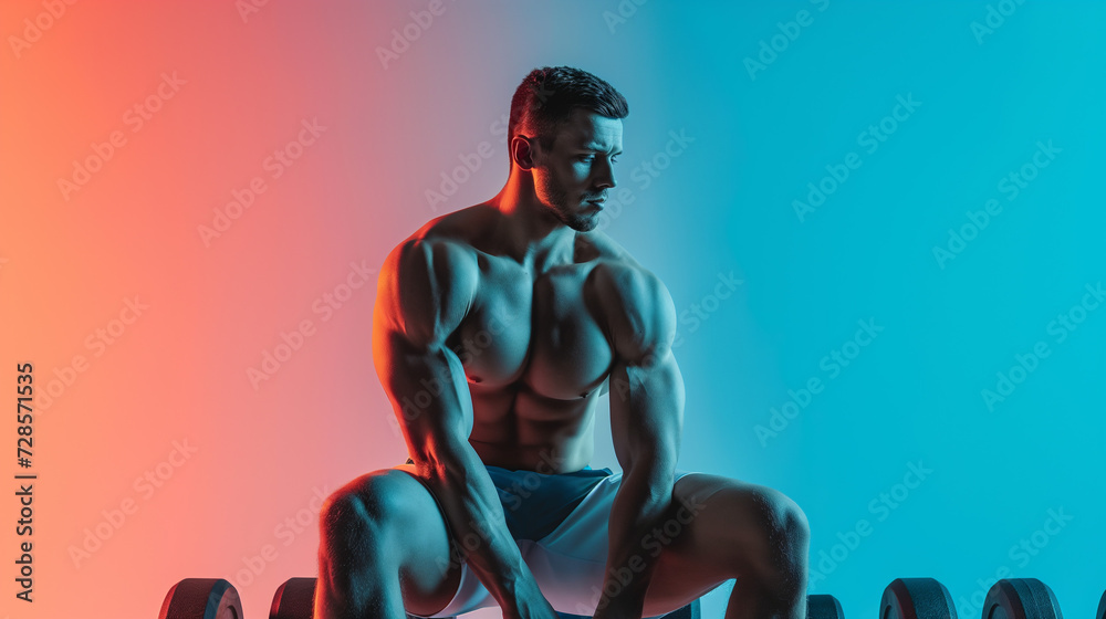 Sculpted Physique in Neon Lights: An Athletic Display