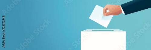 Sleek design of a hand voting in a ballot box with a cool blue gradient photo