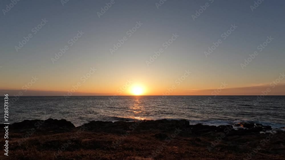 Time Lapse of Sunset over the Sea Beyond the Horizon, Yamaguchi, Japan Time Lapse of Sunset over the Sea Beyond the Horizon, Yamaguchi, Japan
