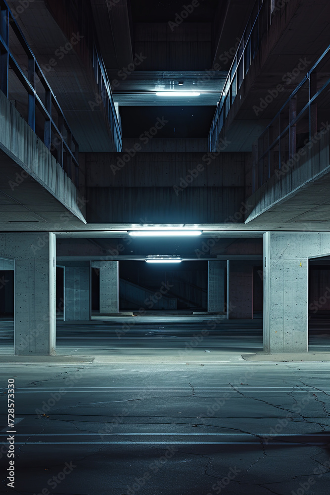 An empty multi level parking lot at night An empty multi level parking lot at night