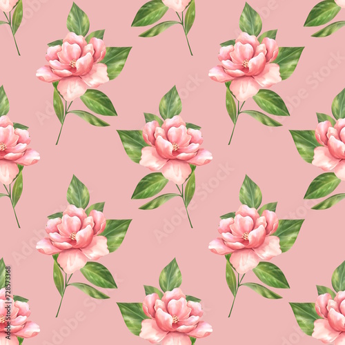 Floral seamless pattern background. Seamless pattern with flowers on pink.