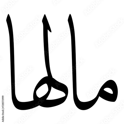 Malaha Muslim Girls Name Sulus Font Arabic Calligraphy  photo