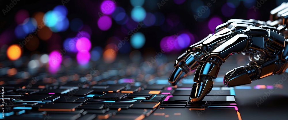 AI chat, artificial intelligence, robot advisor, robotic concept, A Robot Hand's Journey through Machine Learning with the Bokeh Effects, generative AI