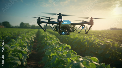 digital farming with smart agriculture and drone crop monitoring.