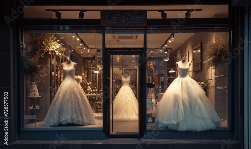 collection of wedding dresses.