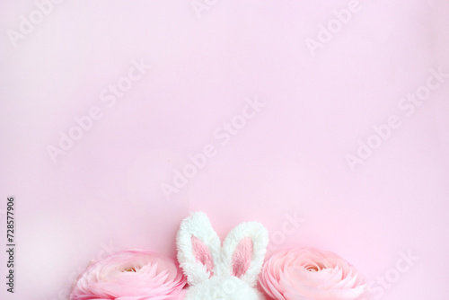 Fluffy Bunny and Delicate Ranunculus Blooms