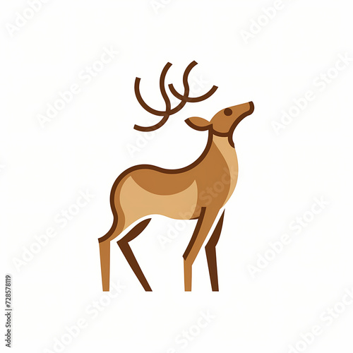 Creative logo of a vector gentle deer in a flat design  portraying elegance.