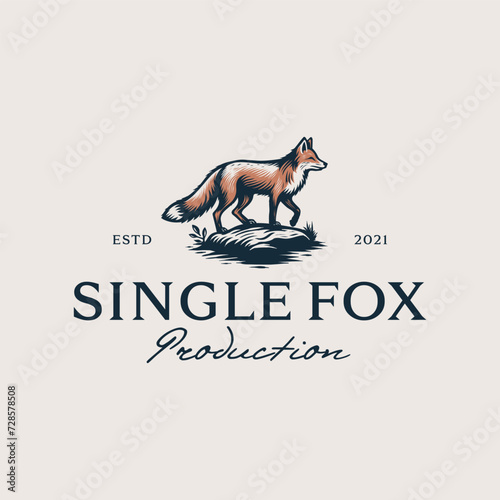 Vintage fox logo design