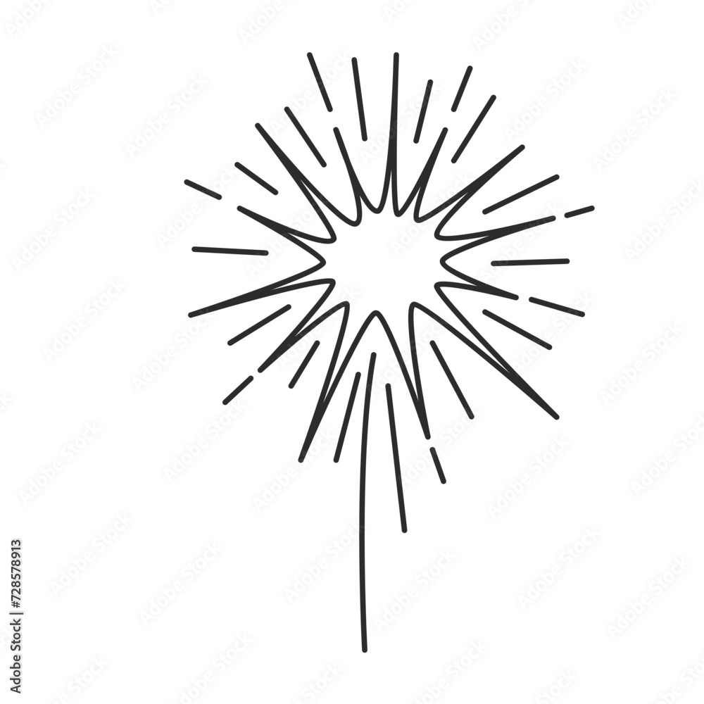 Bright star shine, starburst line icon. Thin black outline silhouette of firework explosion or fire burst, big bang of exploding star monochrome icon, sparkle display element vector illustration Bright star shine, starburst line icon. Thin black outline silhouette of firework explosion or fire burst, big bang of exploding star monochrome icon, sparkle display element vector illustration