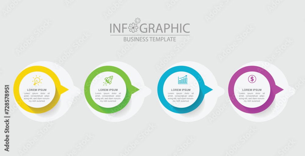 Business Infographic template 4 option steps with icons and elements for work flow and presentation
