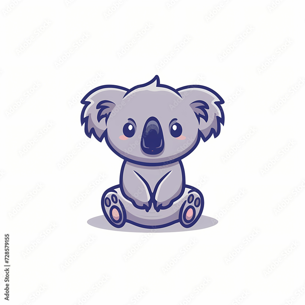 Whimsical emblem of a vector charismatic koala in a flat design, cute and distinctive.
