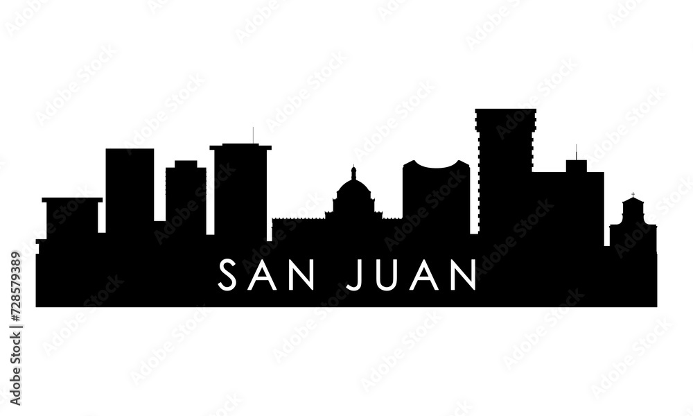 San Juan skyline silhouette. Black San Juan city design isolated on white background.