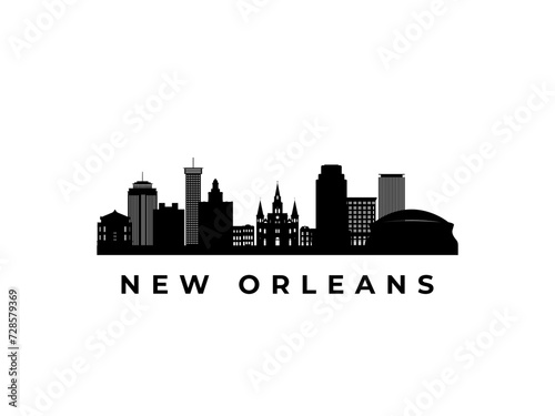 Vector New Orleans skyline. Travel New Orleans famous landmarks. Business and tourism concept for presentation, banner, web site.