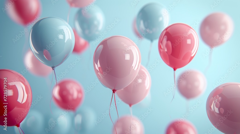 A minimalist balloon-themed scene highlighting a clean frame and floating balloons in soft hues