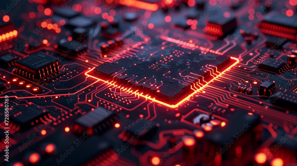 A neon-lit circuit board, illuminating the inner workings of technology A neon-lit circuit board, illuminating the inner workings of technology