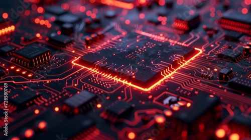 A neon-lit circuit board, illuminating the inner workings of technology