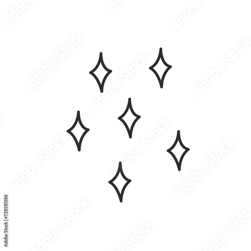 Magic fireworks stars line icon. Thin black outline silhouette of firecracker particles glow, group of stars sparkle and twinkle monochrome icon, fun party celebration element vector illustration