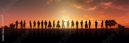 Group of People Standing in Front of a Sunset