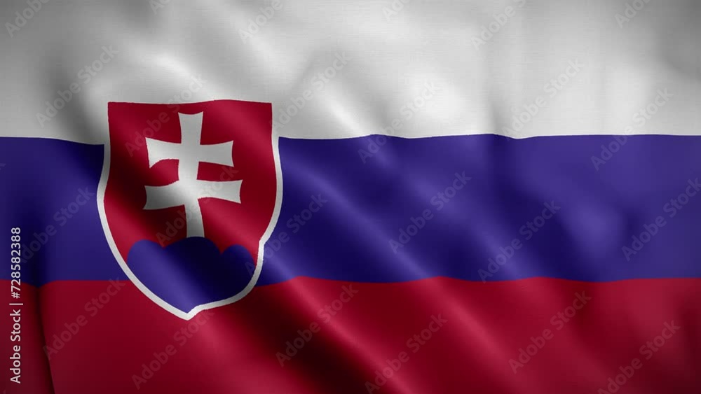 Slovakia waving flag, Flag of Slovakia Animation, Slovak Flag Closeup, 4k Slovak Flag Waving Animation