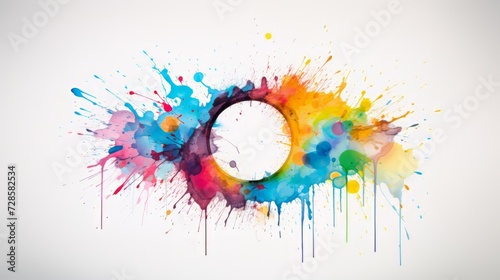Colorful Paint Splattered in the Shape of a Circle