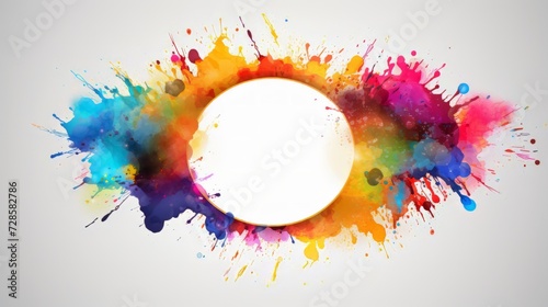 Colorful Paint Splatters Surrounding a Vibrant Circle