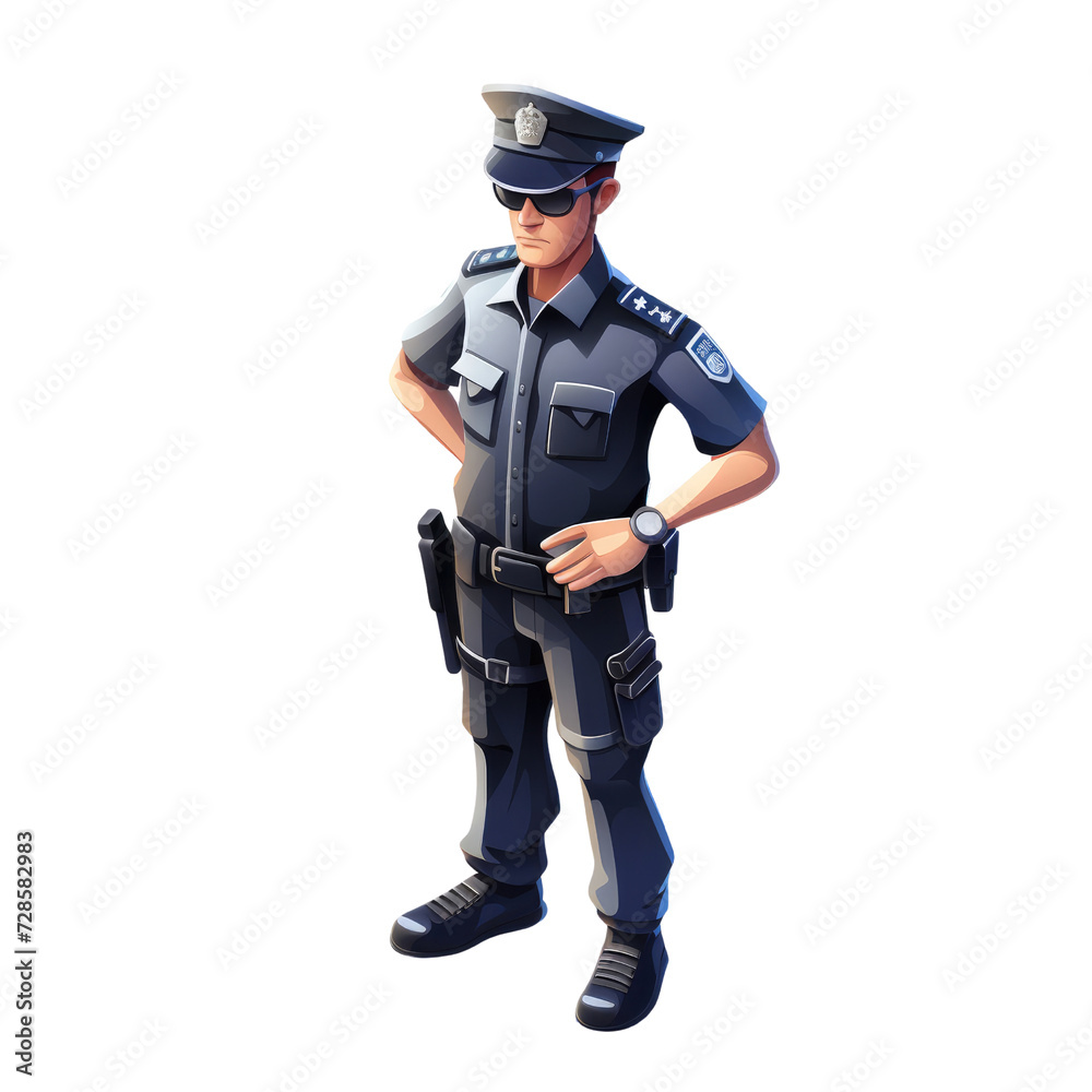 Police Officer Isolated; Digital Police Man Illustration; 3D Rendered Police Character Police Officer Isolated; Digital Police Man Illustration; 3D Rendered Police Character